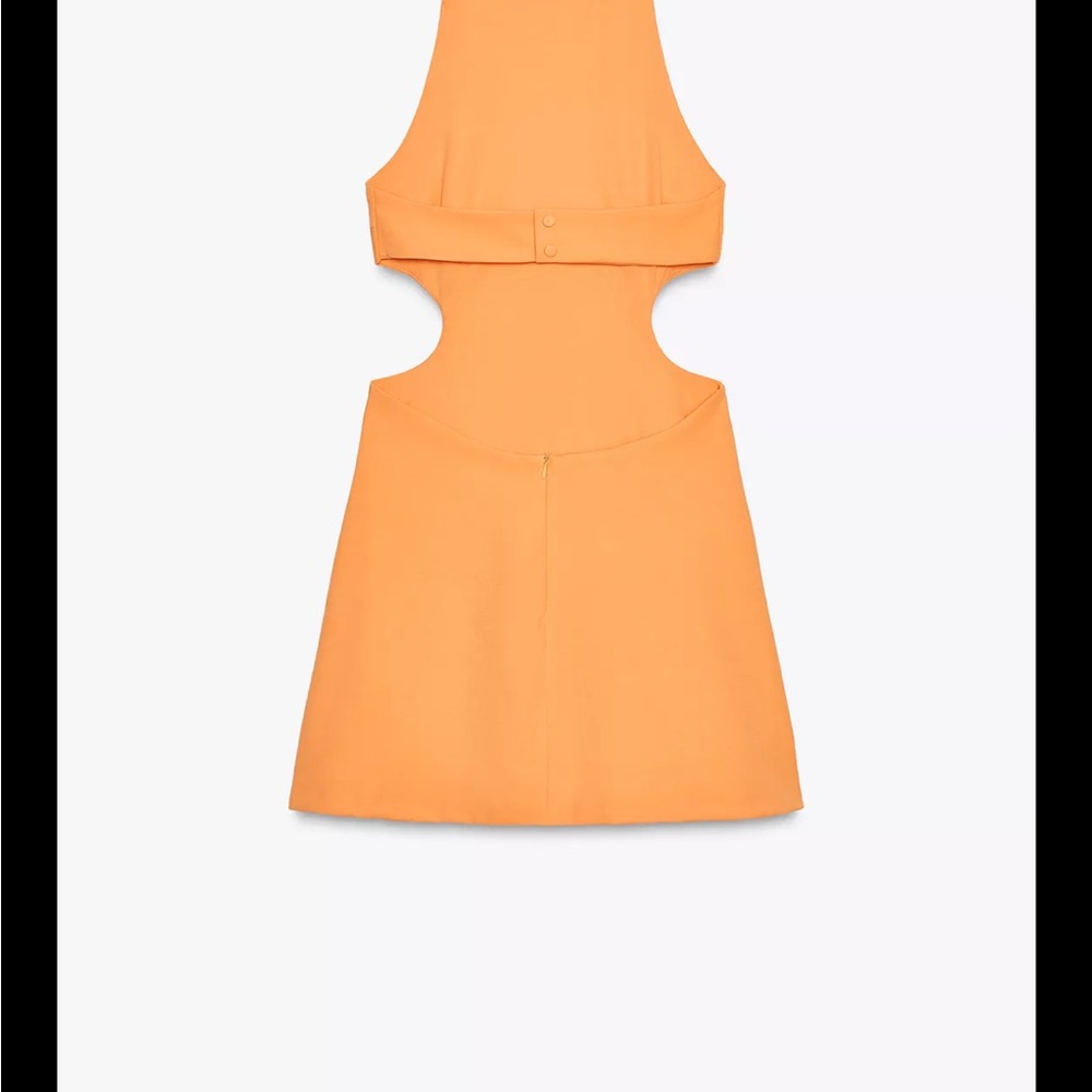 Zara Orange Backless Dress - HALTER CUT OUT MINI DRESS